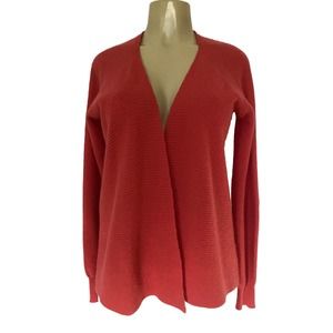 Oats Cashmere Cardigan Sweater Knit Long Sleeve Open Raspberry Red M